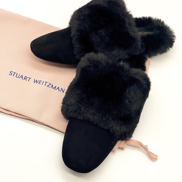 Stuart Weitzman Edie Chill Faux Fur Trimmed Mule - Picture 5 of 9